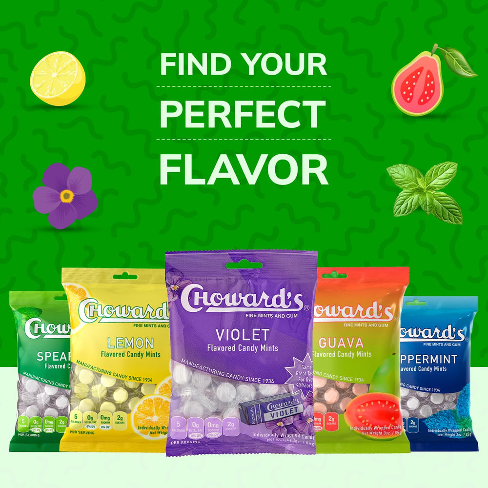 Choward's packaging details close-up shows labeled flavor and 49 mints