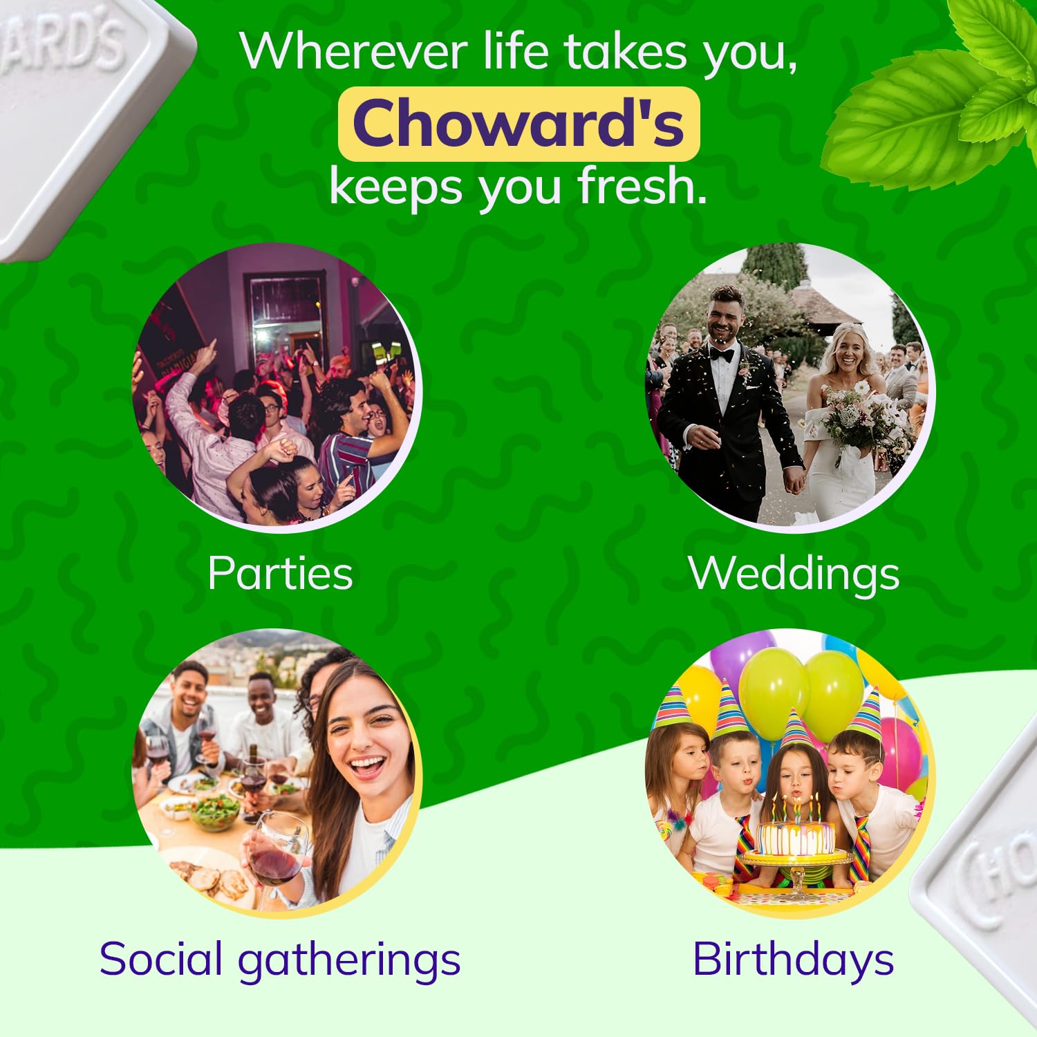 Choward's Spearmint Candy 3-pack display for sharing at gatherings.