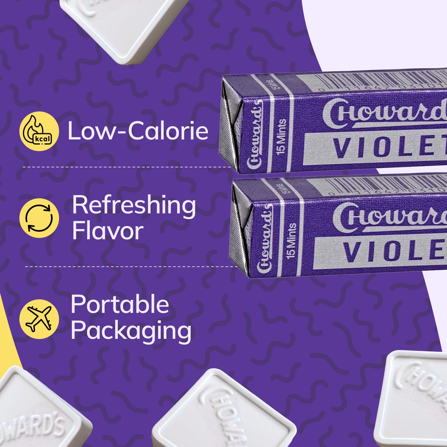 Choward's Violet Mints travel-ready for on-the-go freshness.