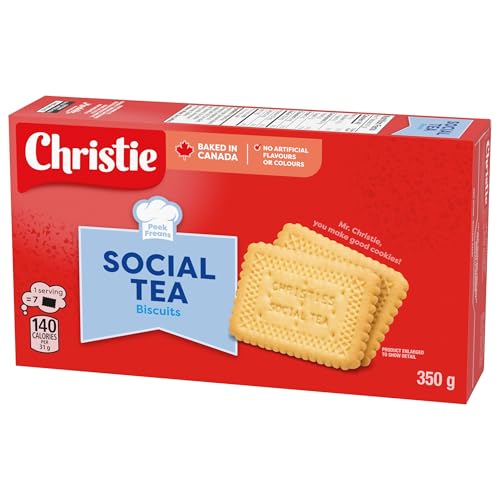 Dipping-ready Christie’s Social Tea Cookies beside a hot beverage