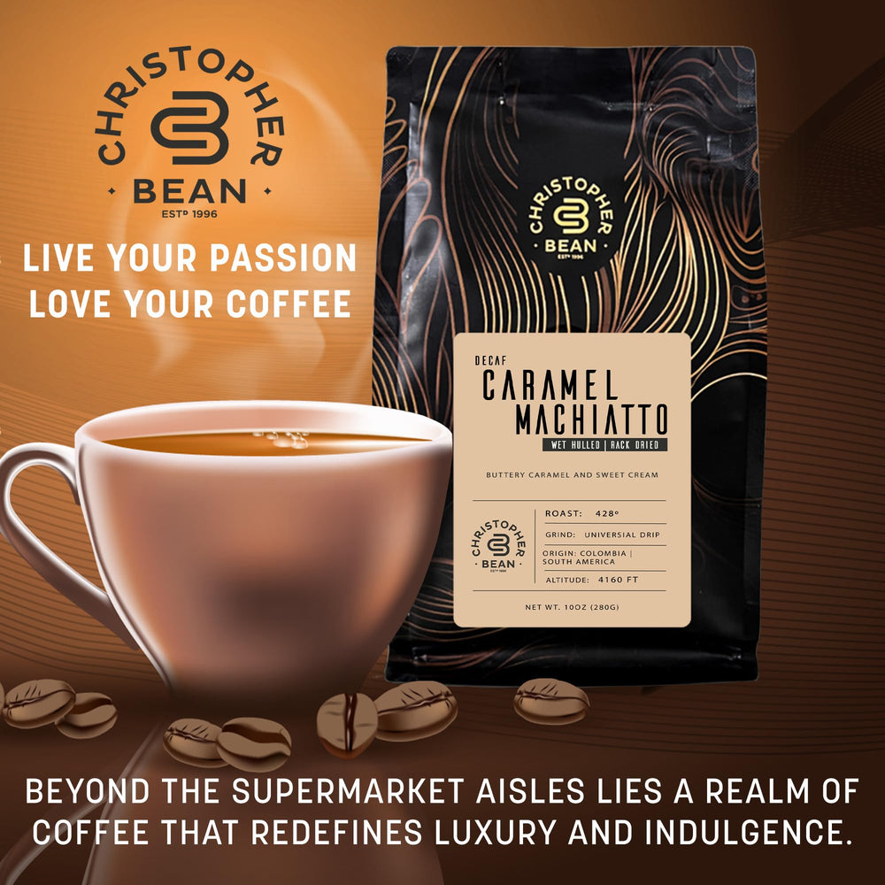 Christopher Bean Coffee kitchen counter scene invites daily ritual with caramel notes.