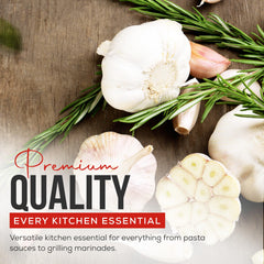 Label on Christopher Ranch crushed garlic highlights natural ingredients and gluten-free options.