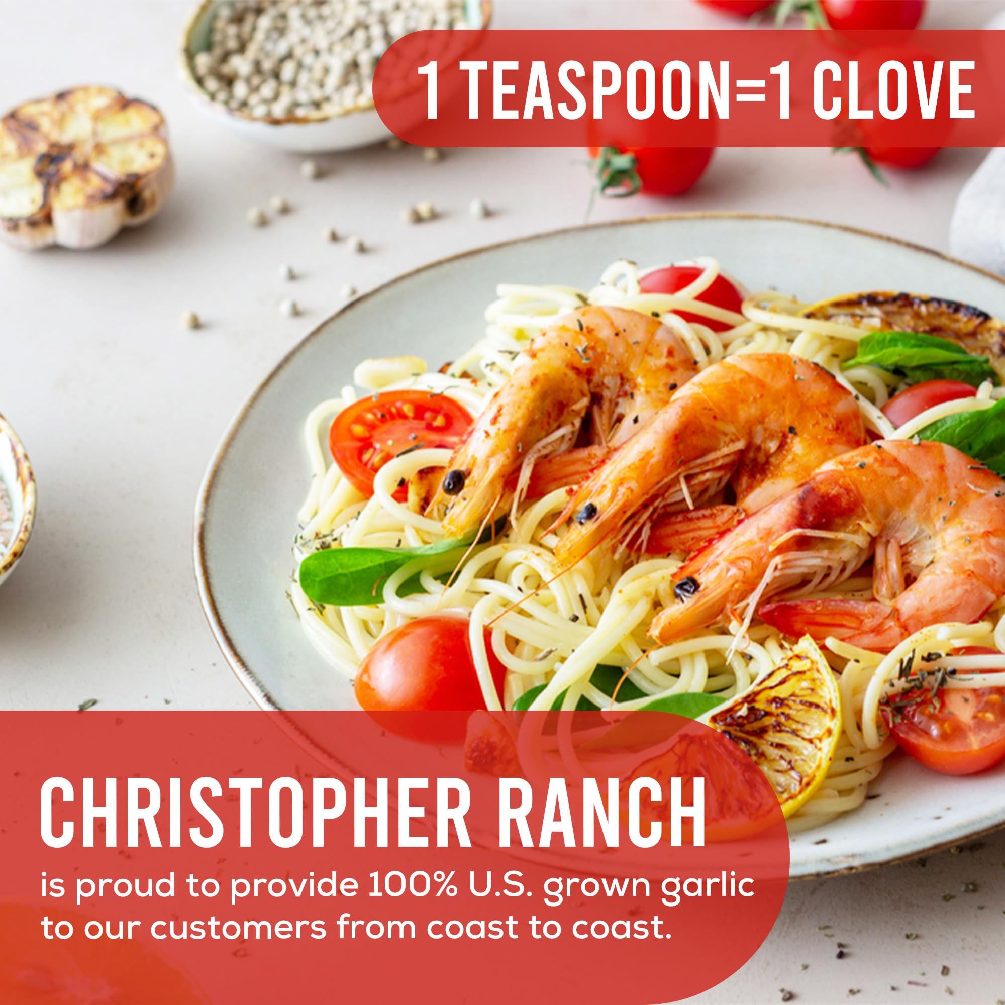 Christopher Ranch Crushed Garlic in Olive Oil jar—gluten-free and vegan-friendly option.