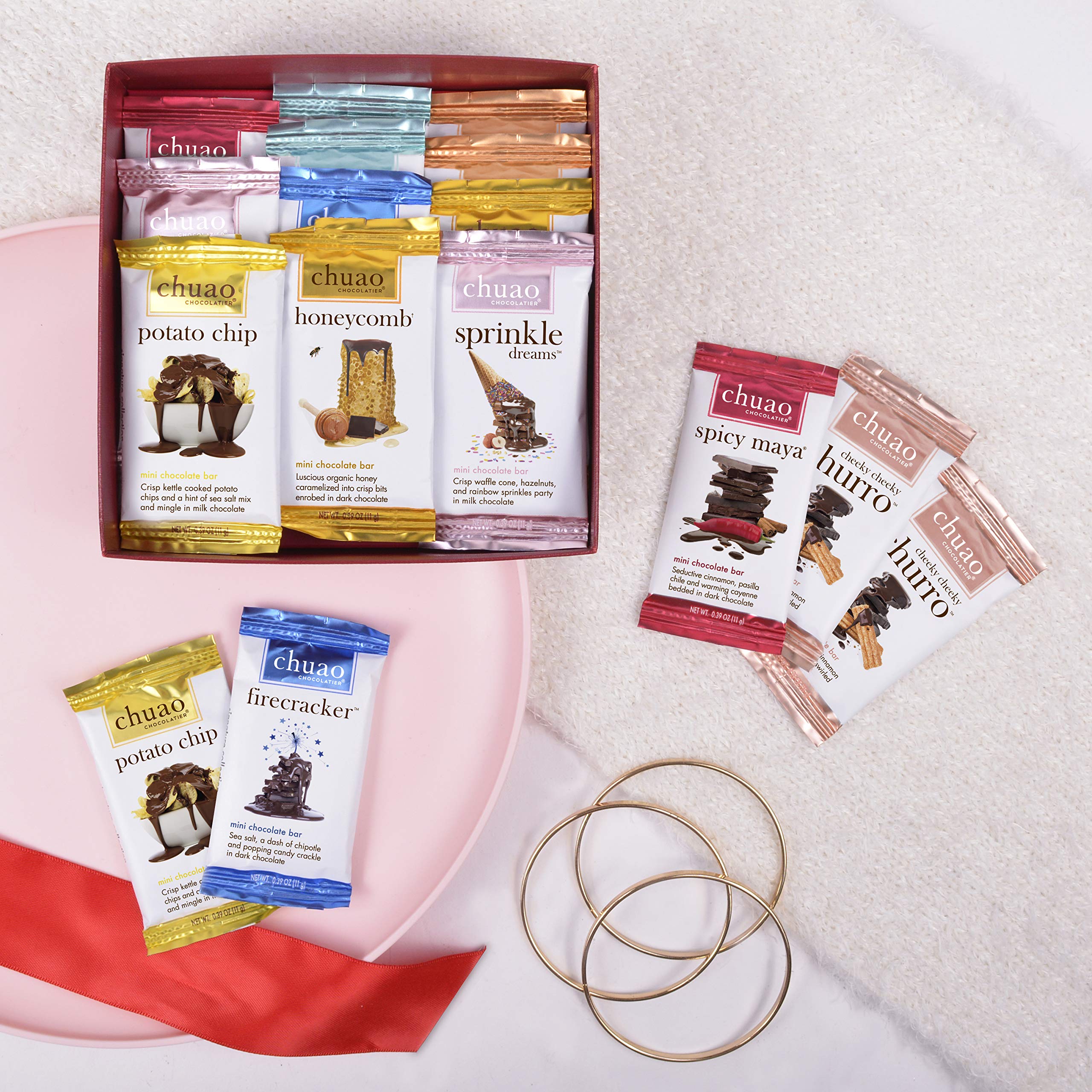 Gift box opened showing colorful wrappers and two of each flavor.