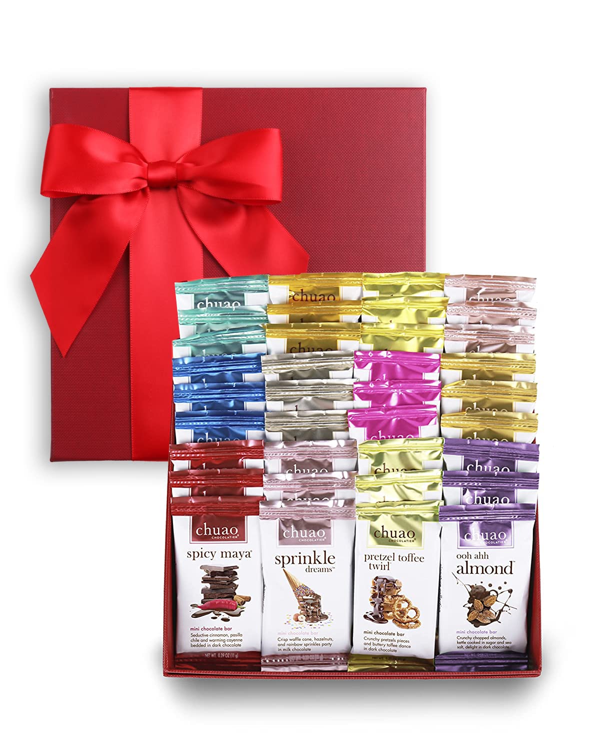 Chuao Chocolatier Share the Love box front showcases giftable mini bars for celebrations.