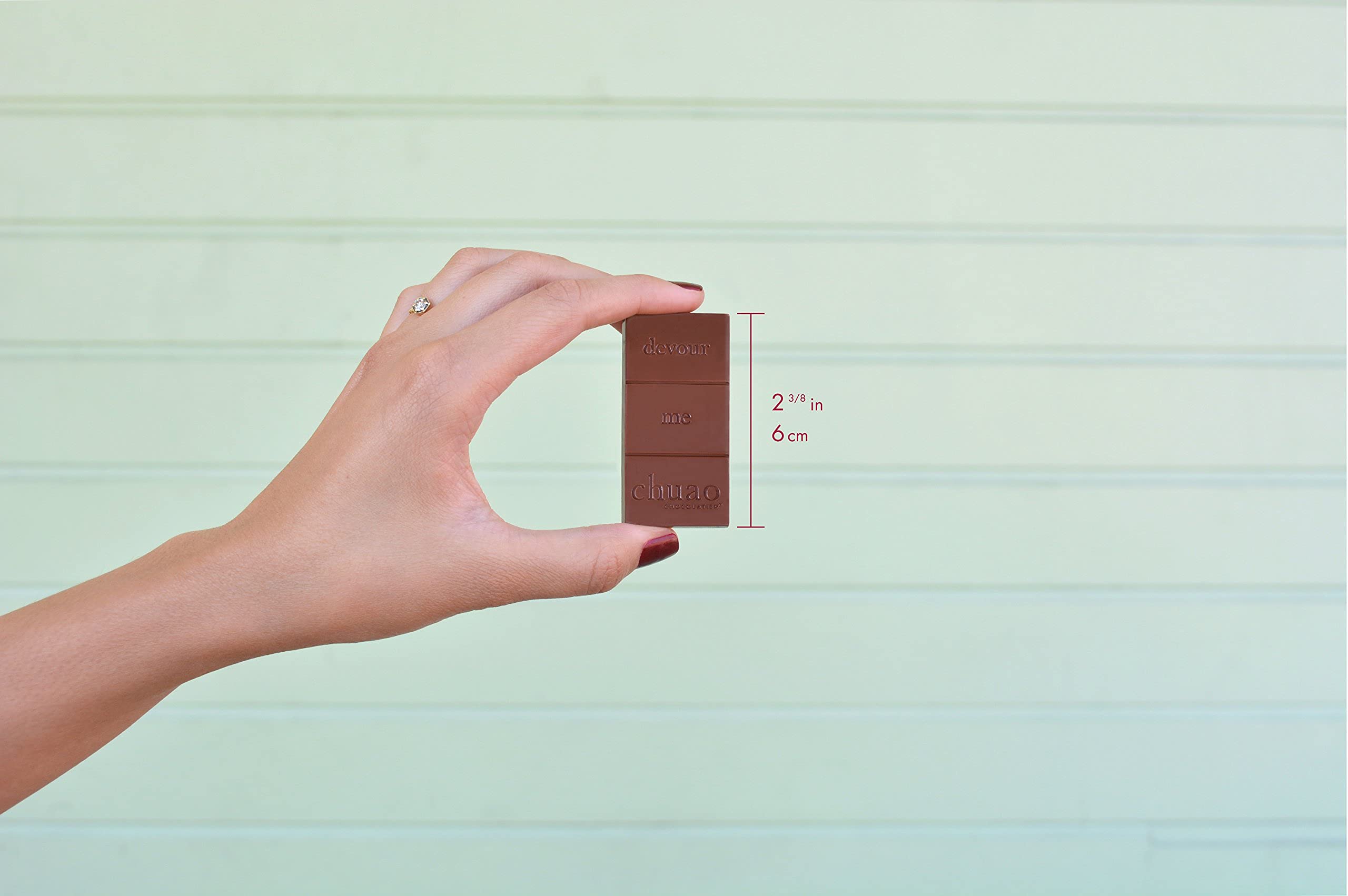 Chuao Chocolatier tasting scene highlights colorful mini bars.