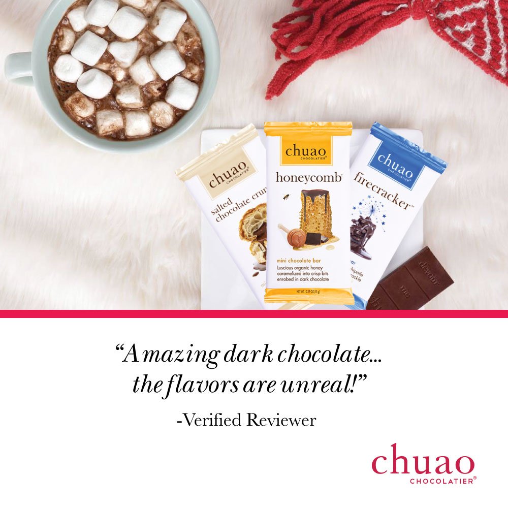 Chuao Chocolatier flavor variety showcasing luxe fillings for chocolate lovers.