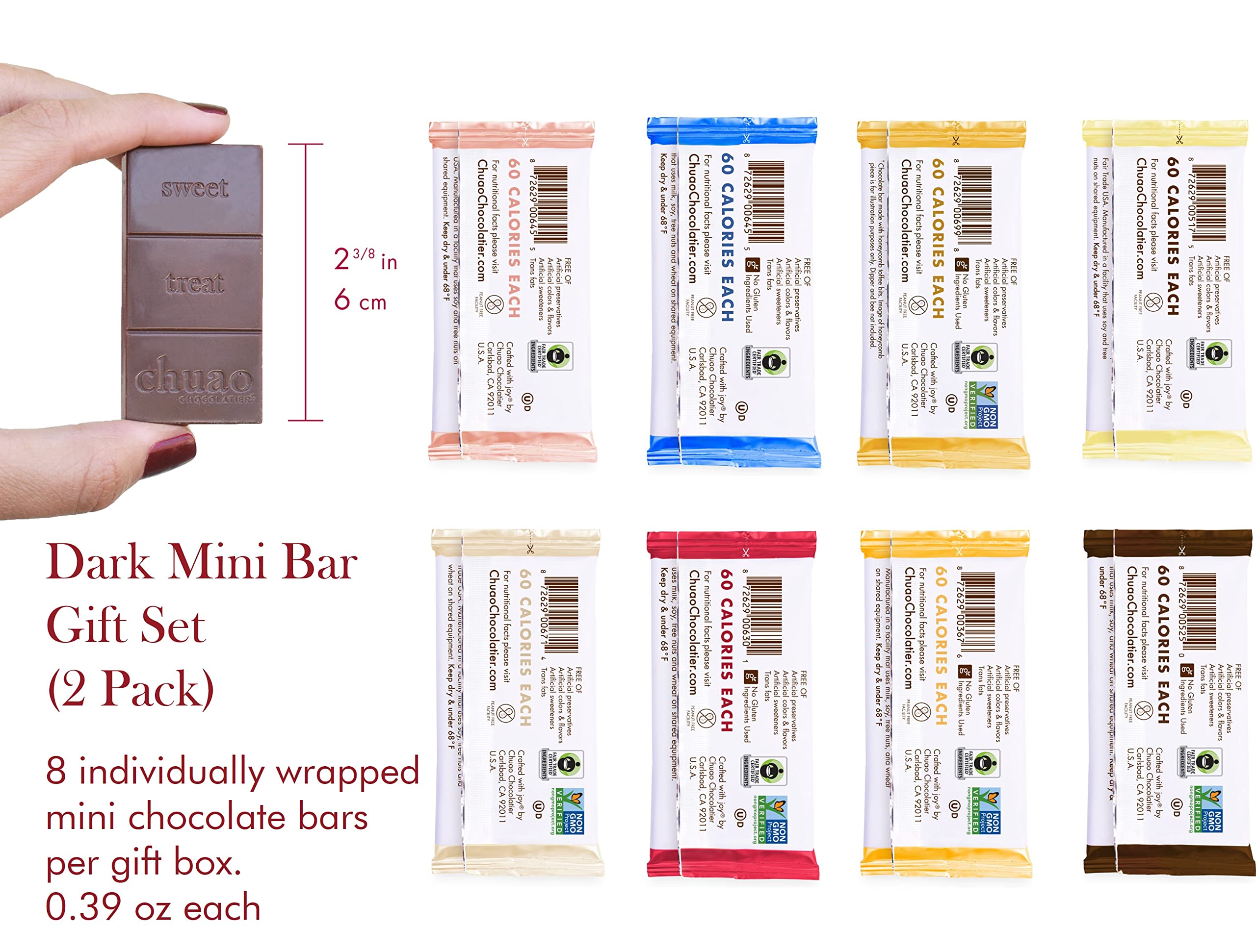 Chuao Chocolatier wrappers closeup highlighting premium chocolate packaging.