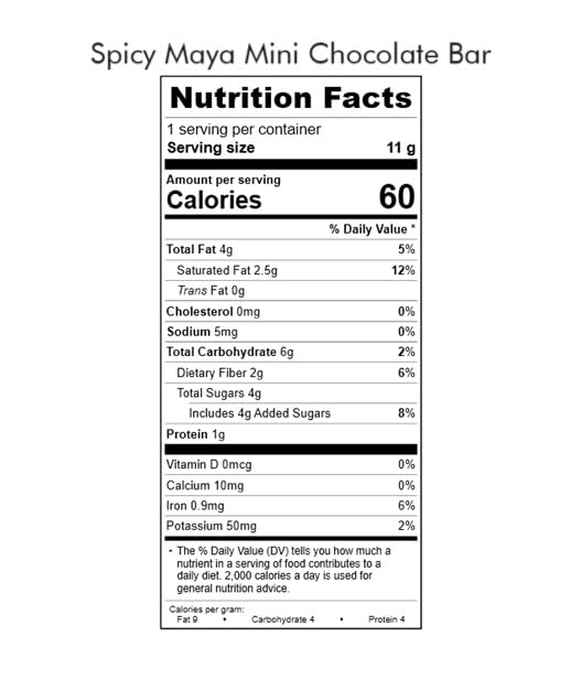Chuao Spicy Maya mini bar wrapped, 60-calorie portion.