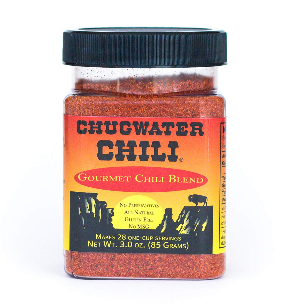 Chugwater Chili secret blend 12 spices bottle pour for rich chili
