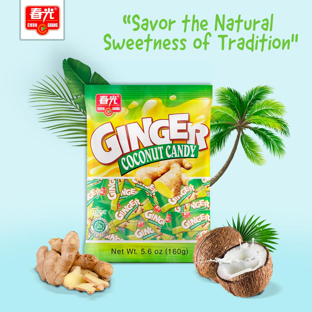 Chun Guang ginger coconut candy individual bars, convenient for sharing.