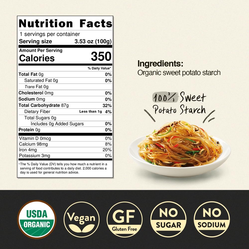 Cooked glass noodles in a savory stir-fry featuring Chung Jung One