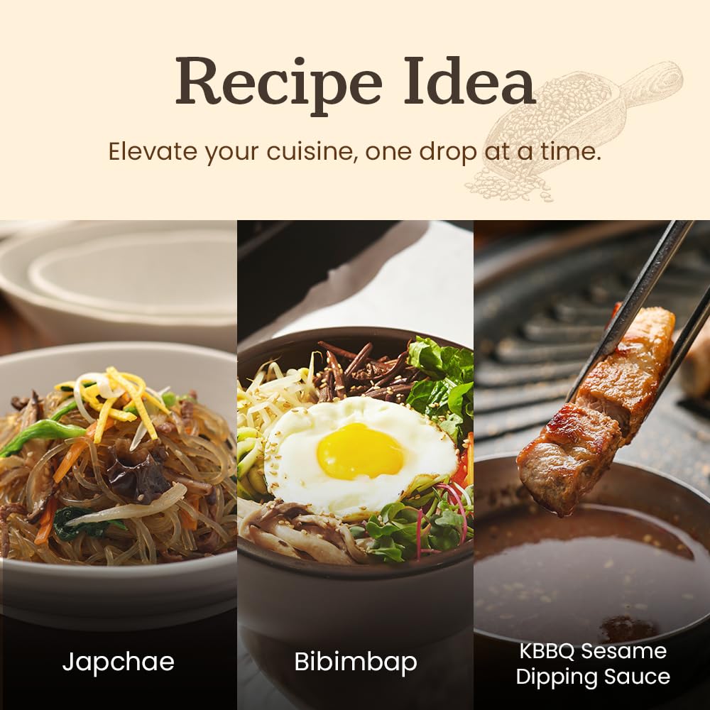 Chung Jung One Premium Sesame Oil finishing-drizzle over rice for added aroma.