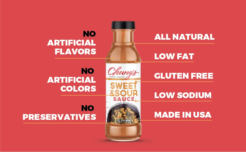 Chung's Sweet & Sour Sauce bottle used as a marinade for chicken.