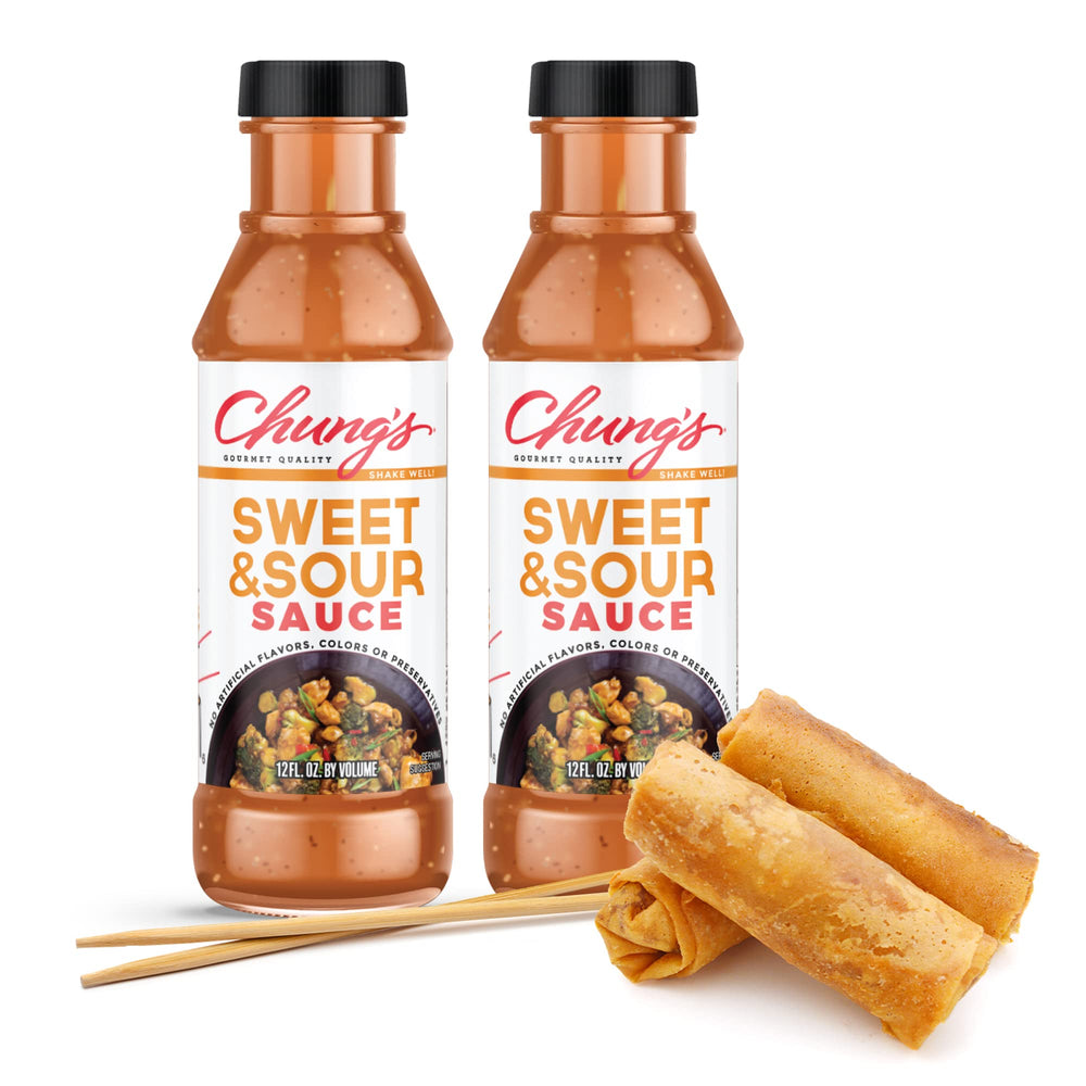 Chung's Sweet & Sour Sauce bottle ideal for egg roll dipping and appetizers.
