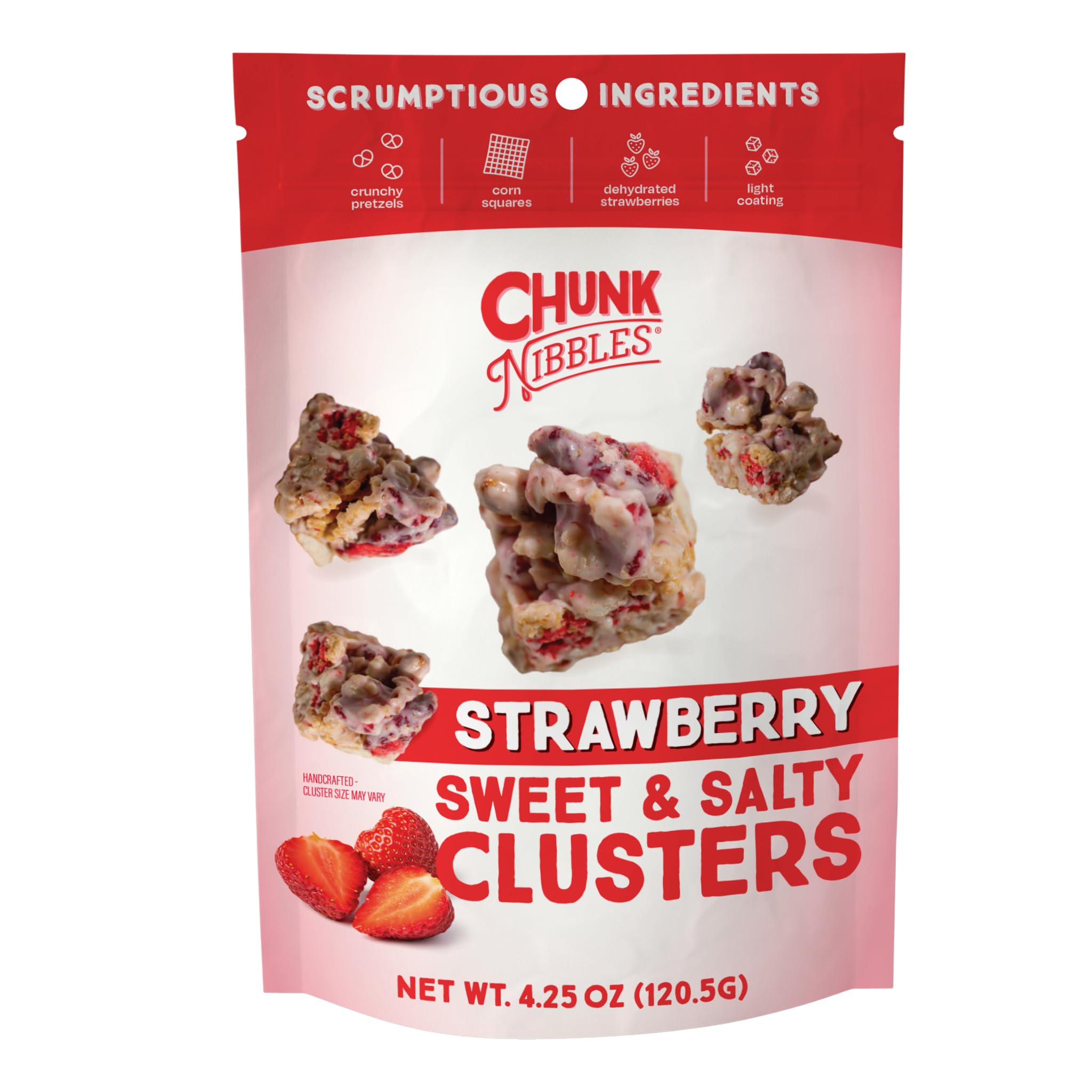 Ideal lunchbox snack option with Chunk Nibbles Strawberry Clusters.