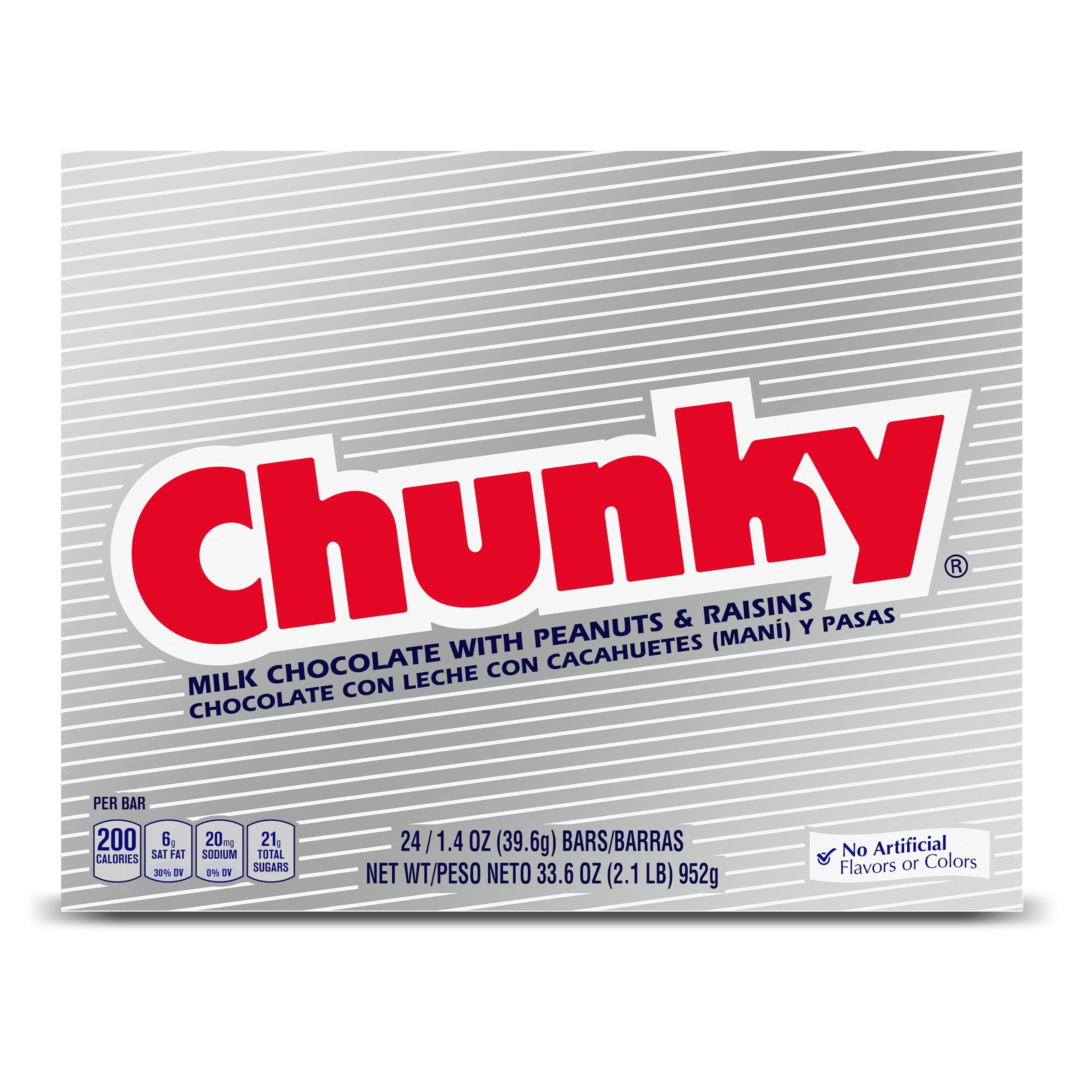 Chunky 24-pack bars, individually wrapped, ideal for on-the-go snacking.