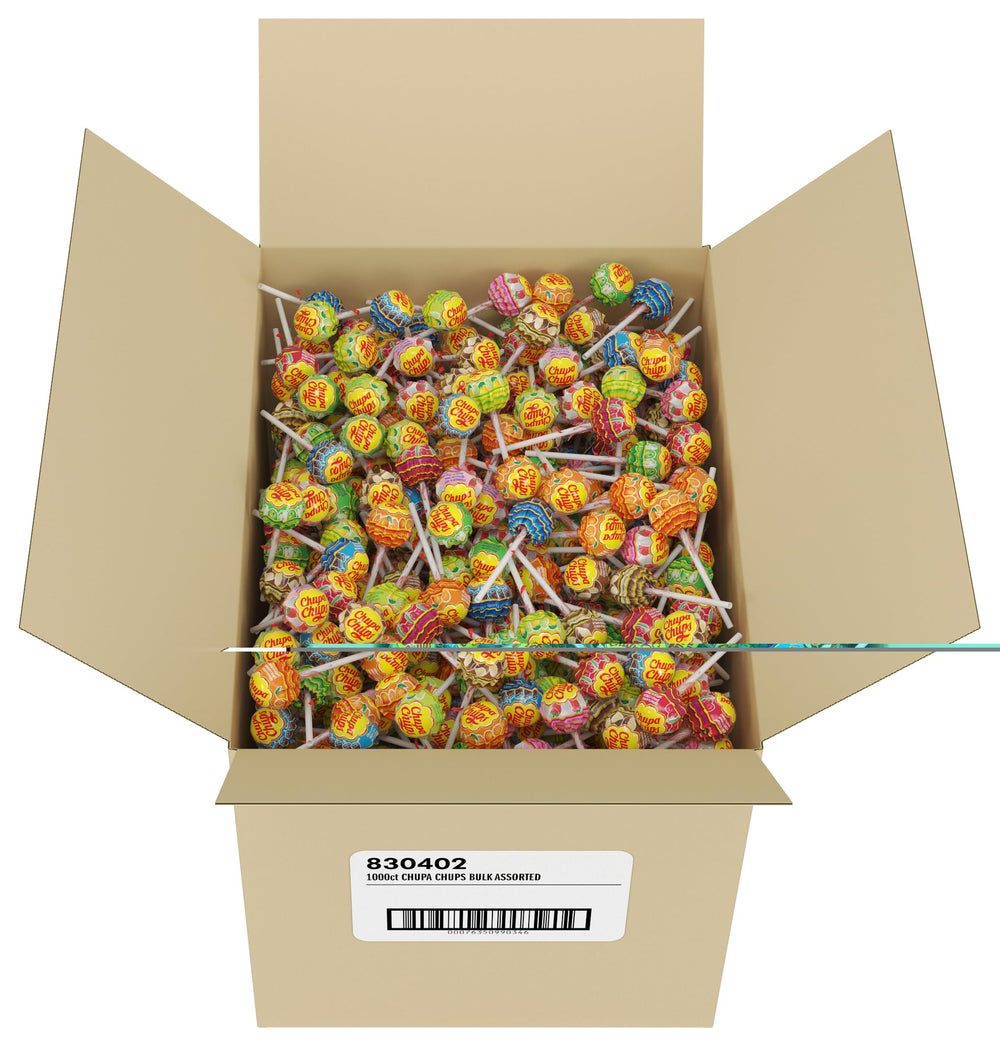 Chupa Chups cherry flavor lollipop with a bright finish for celebrations
