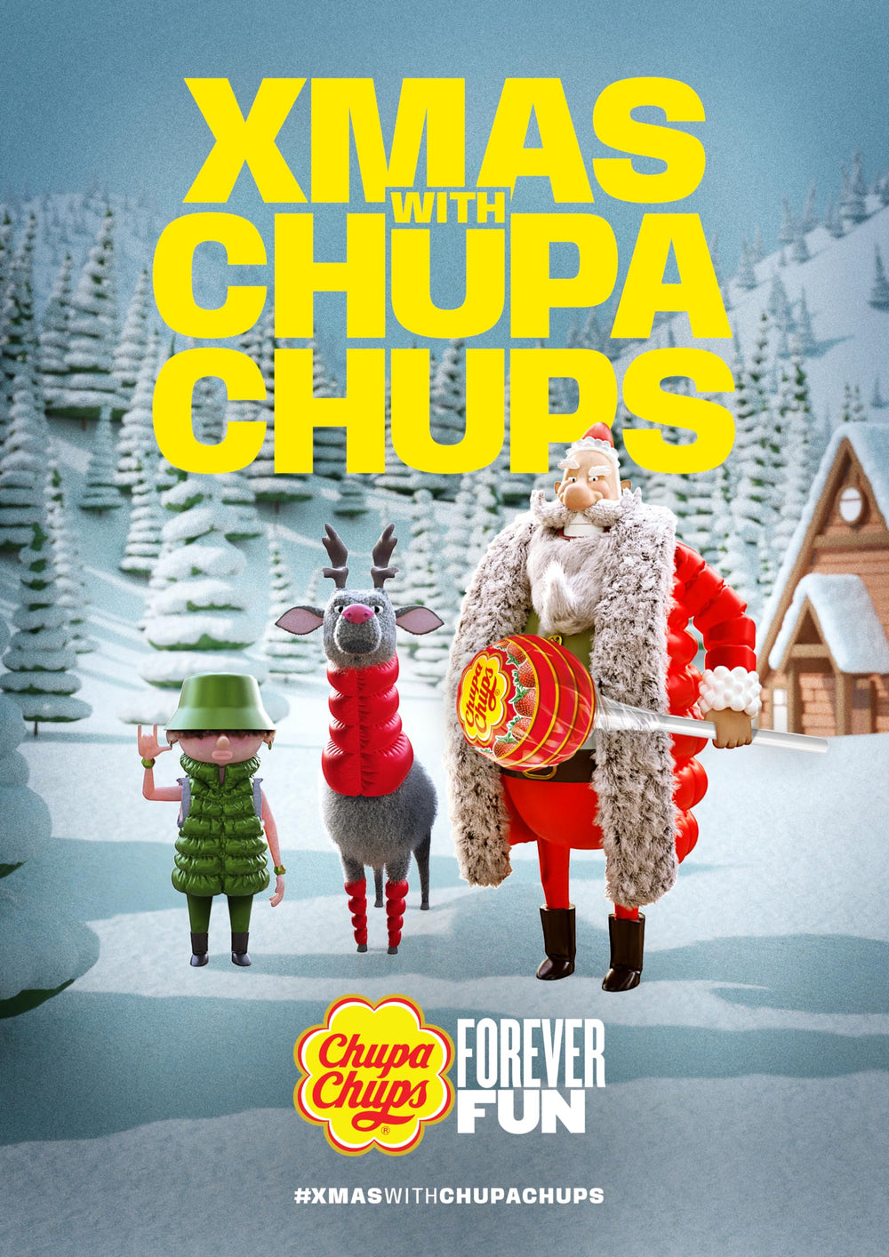 Chupa Chups choco-vanilla flavor lollipop in colorful wrapper