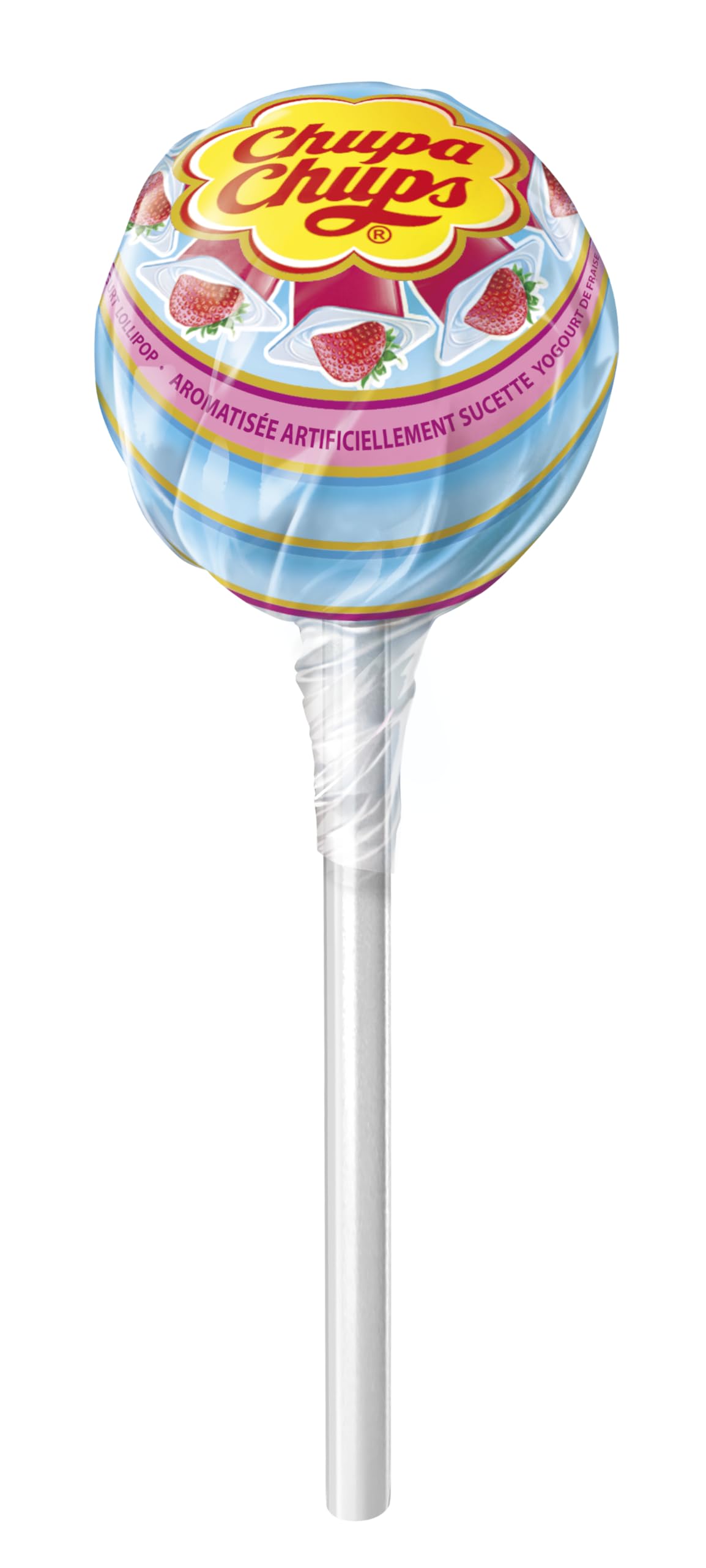 Chupa Chups cola flavor lollipop with fizzy, bright taste