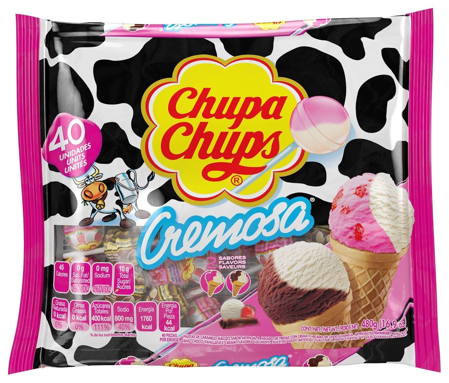 Chupa Chups Cremosa lollipops in ice cream flavors for playful party treats.