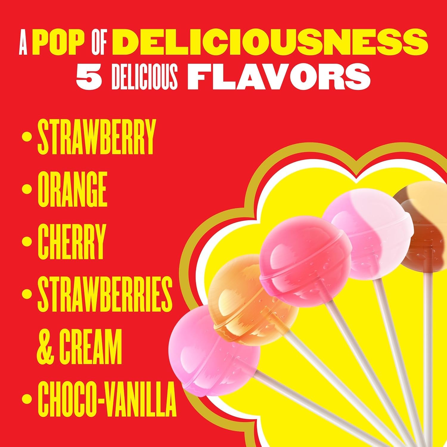 Chupa Chups Strawberries & Cream lollipops in packaging for freshness.