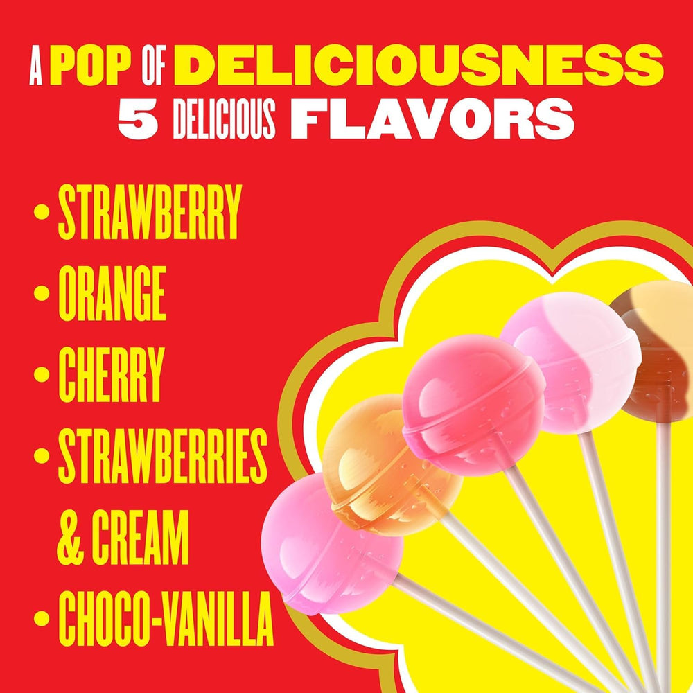 Chupa Chups Strawberries & Cream lollipops in packaging for freshness.