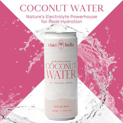 CIAO BELLA Premium Coconut Water glass being poured for post-workout rejuvenation.
