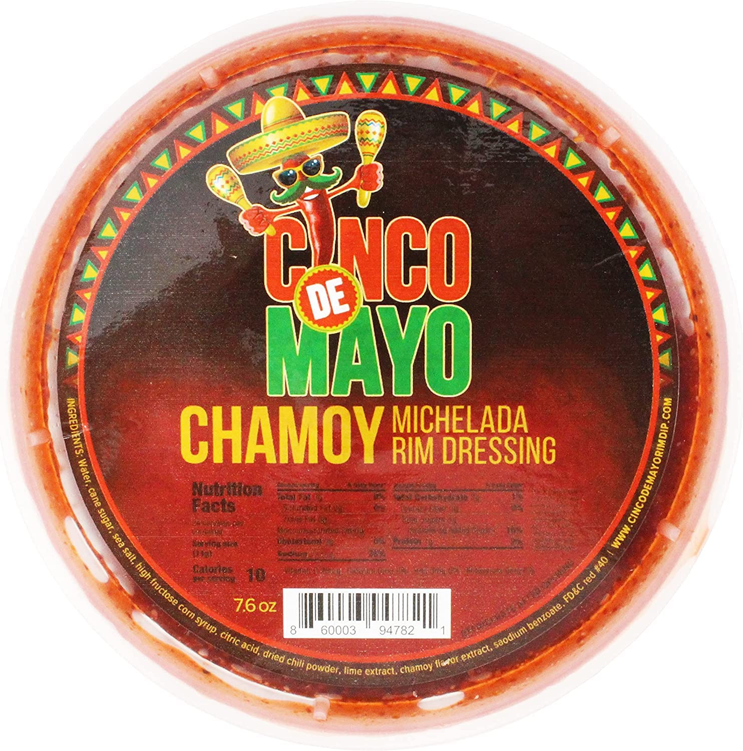 Cinco de Mayo Chamoy Rim Dressing glass shows vibrant rim for margaritas.