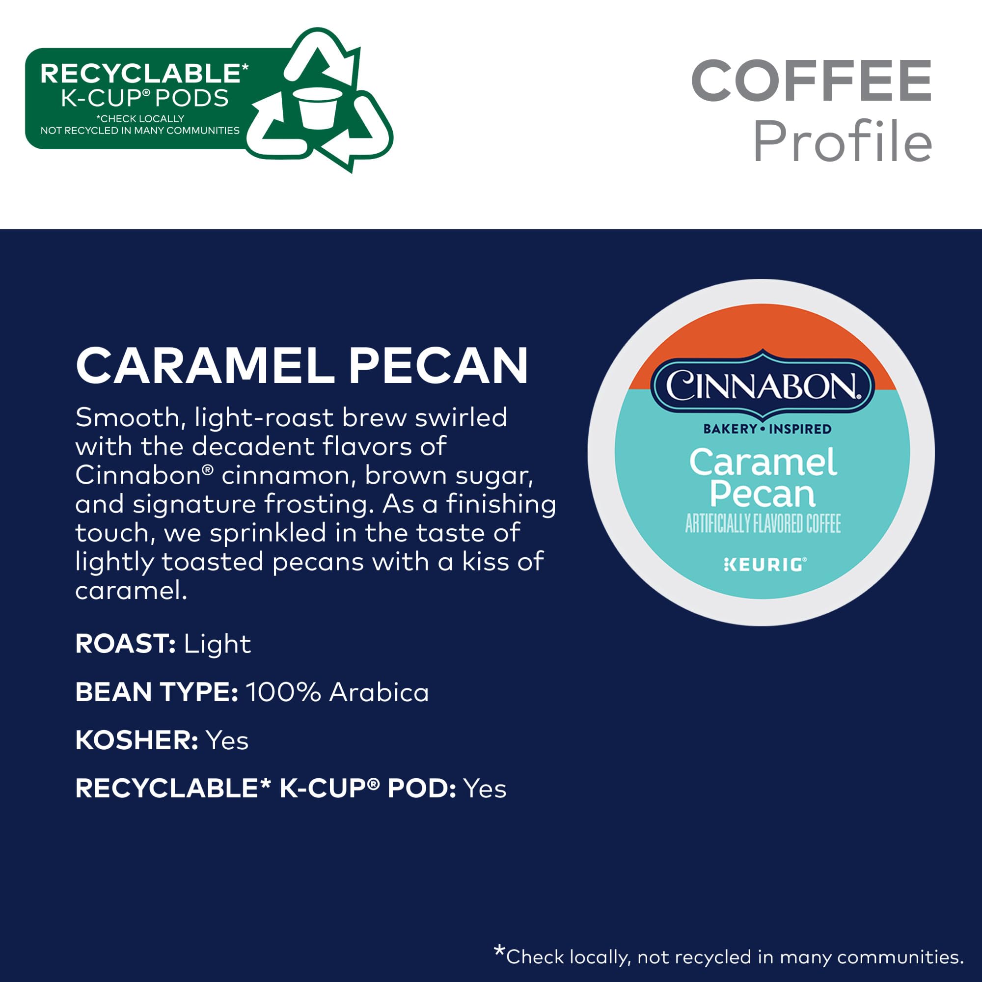 CINNABON caramel-pecan-coffee-kcup-brew on a mug for a fast brew.