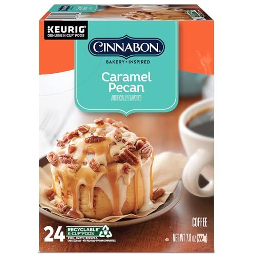 CINNABON caramel-pecan-coffee-packaging-variety on display.