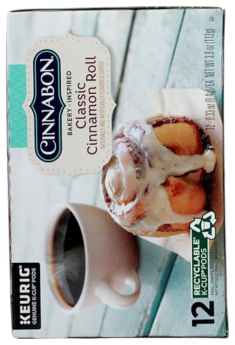 Cinnabon Classic Cinnamon Roll cup brewing with steam for a fresh, ready cup.
