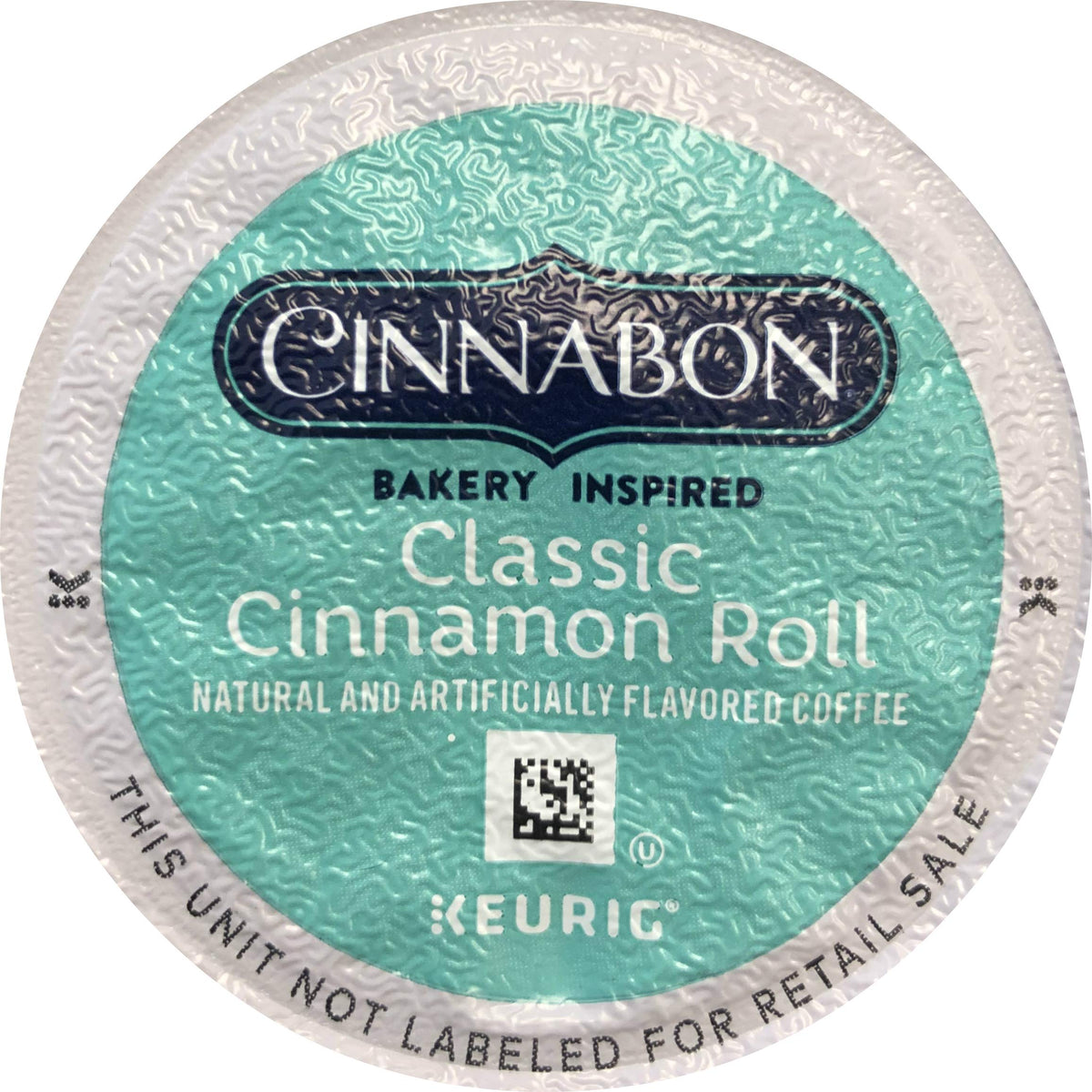 CINNABON Classic Cinnamon Roll Coffee K-Cups on a shelf, convenient single-serving packaging