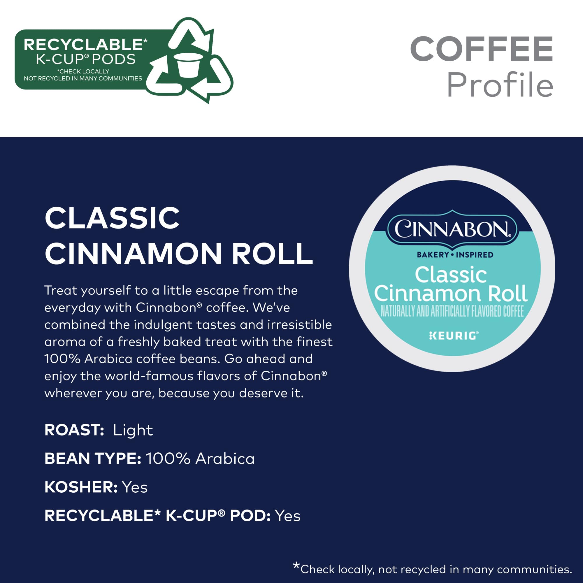 CINNABON Classic Cinnamon Roll coffee cup ready to brew at home.