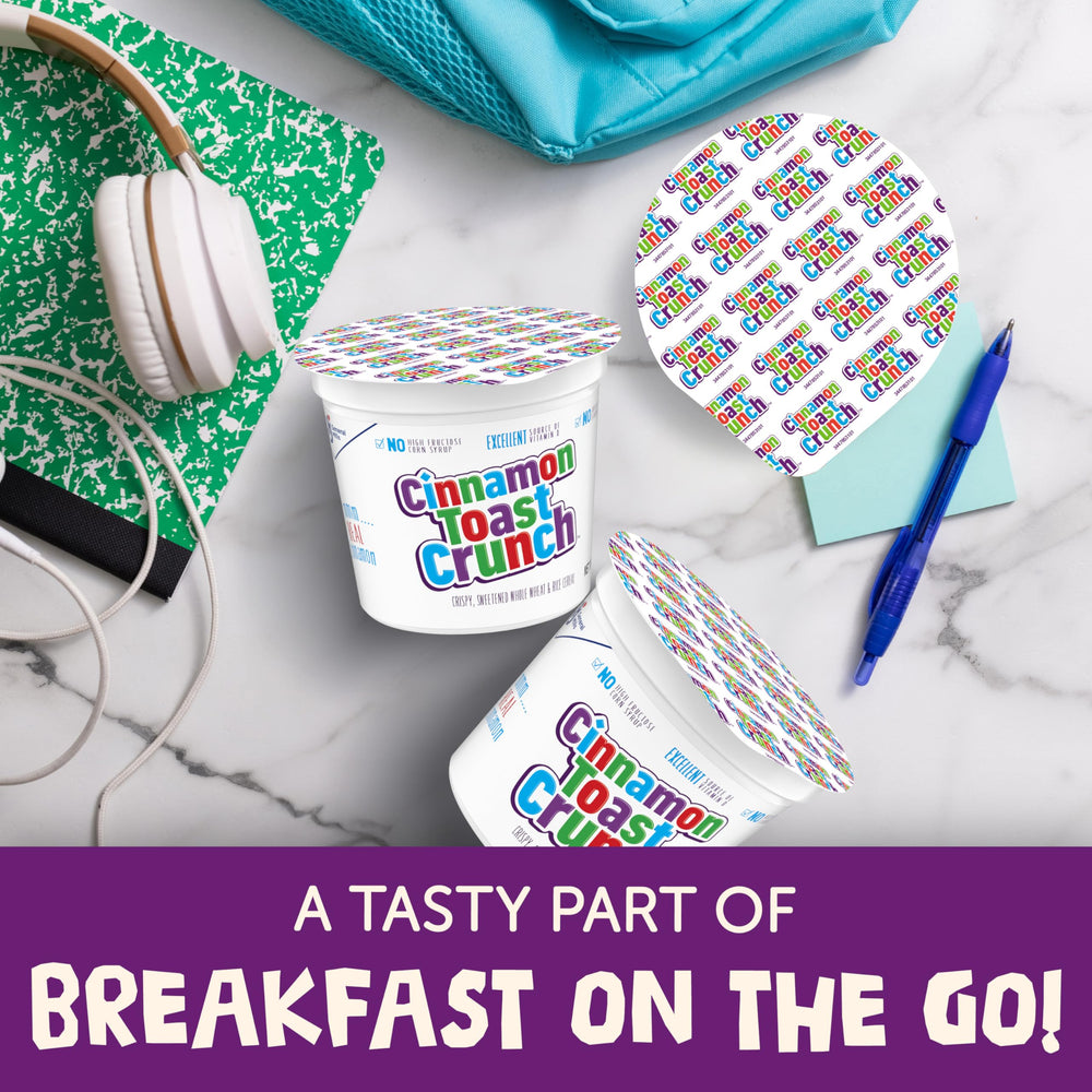 Cinnamon Toast Crunch bite-sized cups ready for snack moments.