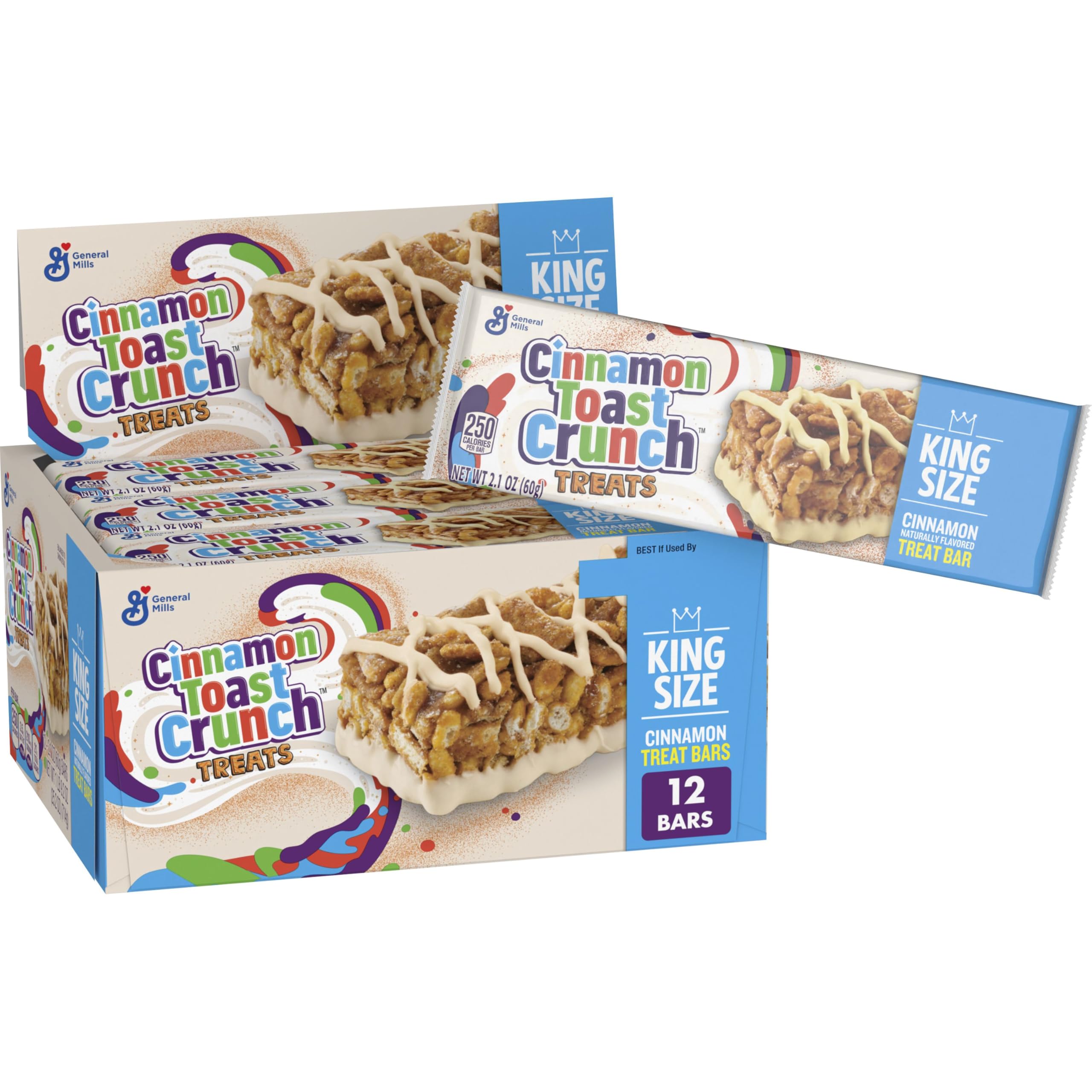 Cinnamon Toast Crunch cereal bars packaging highlights convenient on-the-go snacking.