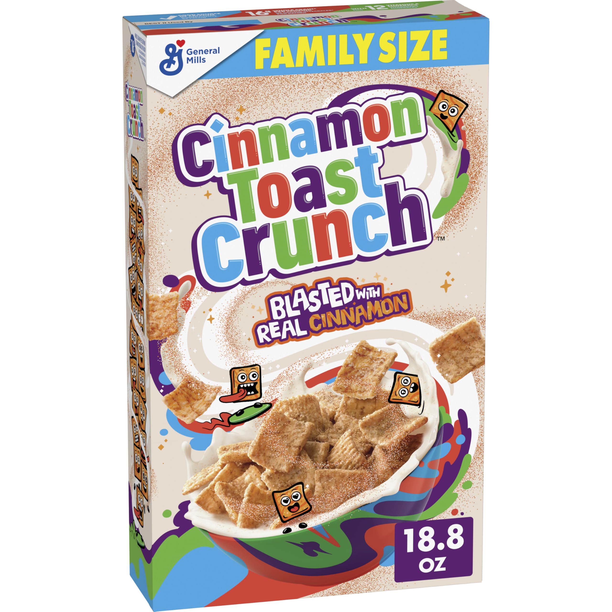 Cinnamon Toast Crunch bowl with milk for a quick breakfast