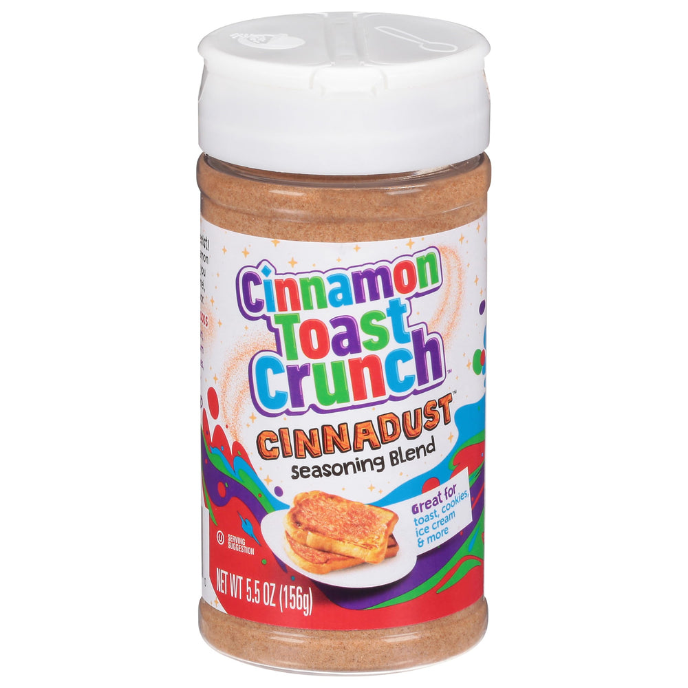 Cinnamon Toast Crunch Cinnadust Seasoning bottle front showcases product and brand name