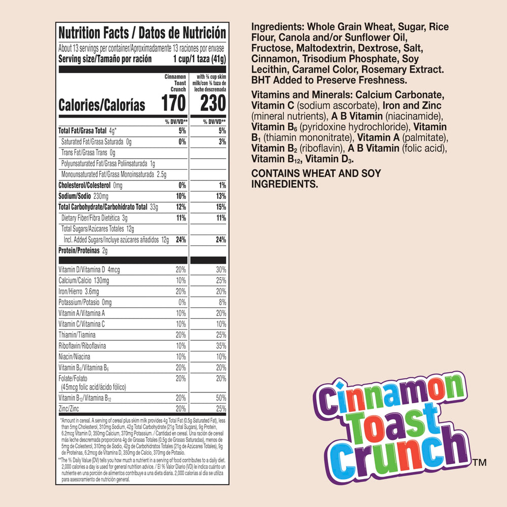 Close-up of Crispy Cinnamon Toast Crunch squares showing CINNADUST crunch for a tasty bite