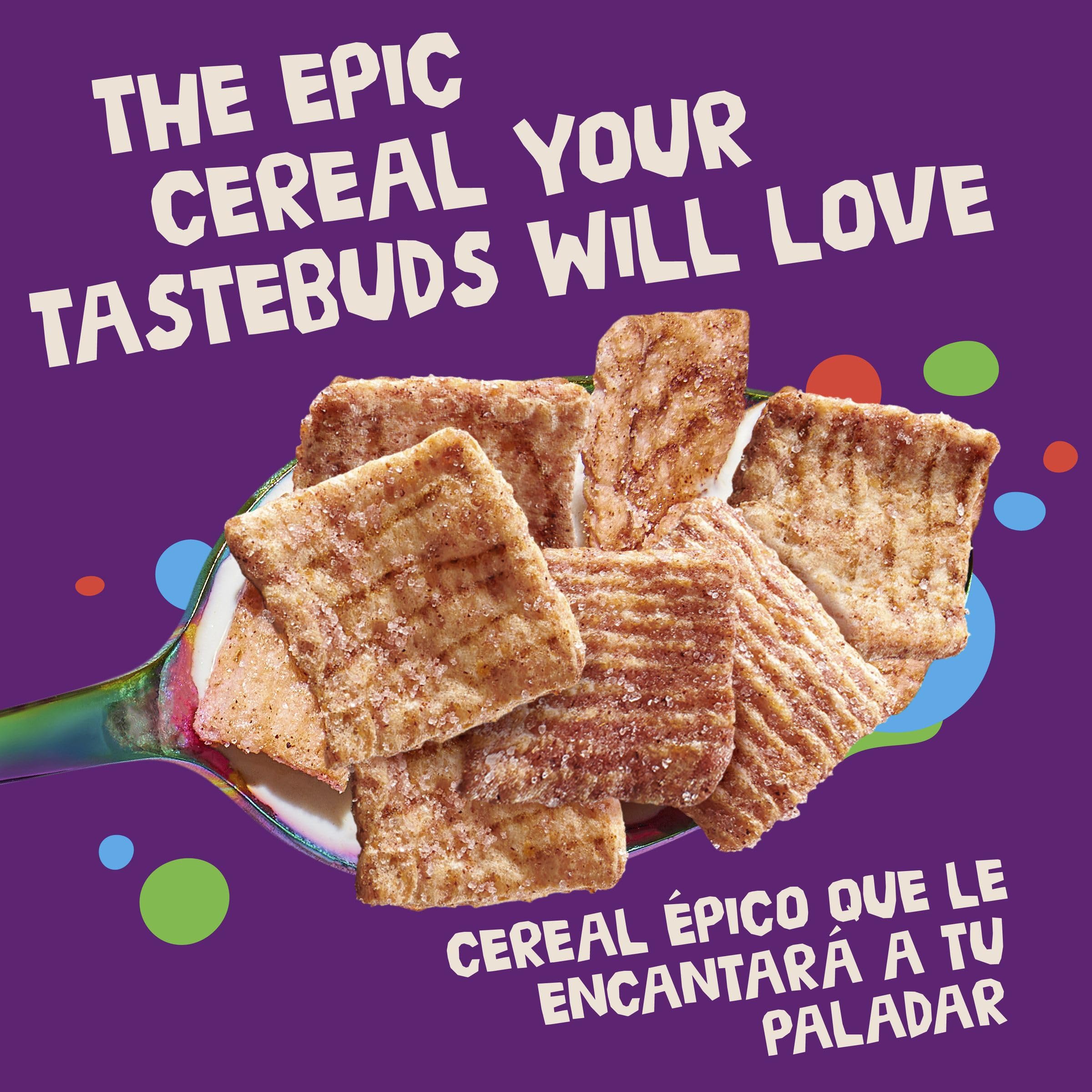 Cinnamon Toast Crunch milk pour highlights creamy CINNAMILK with strawberry flavor.