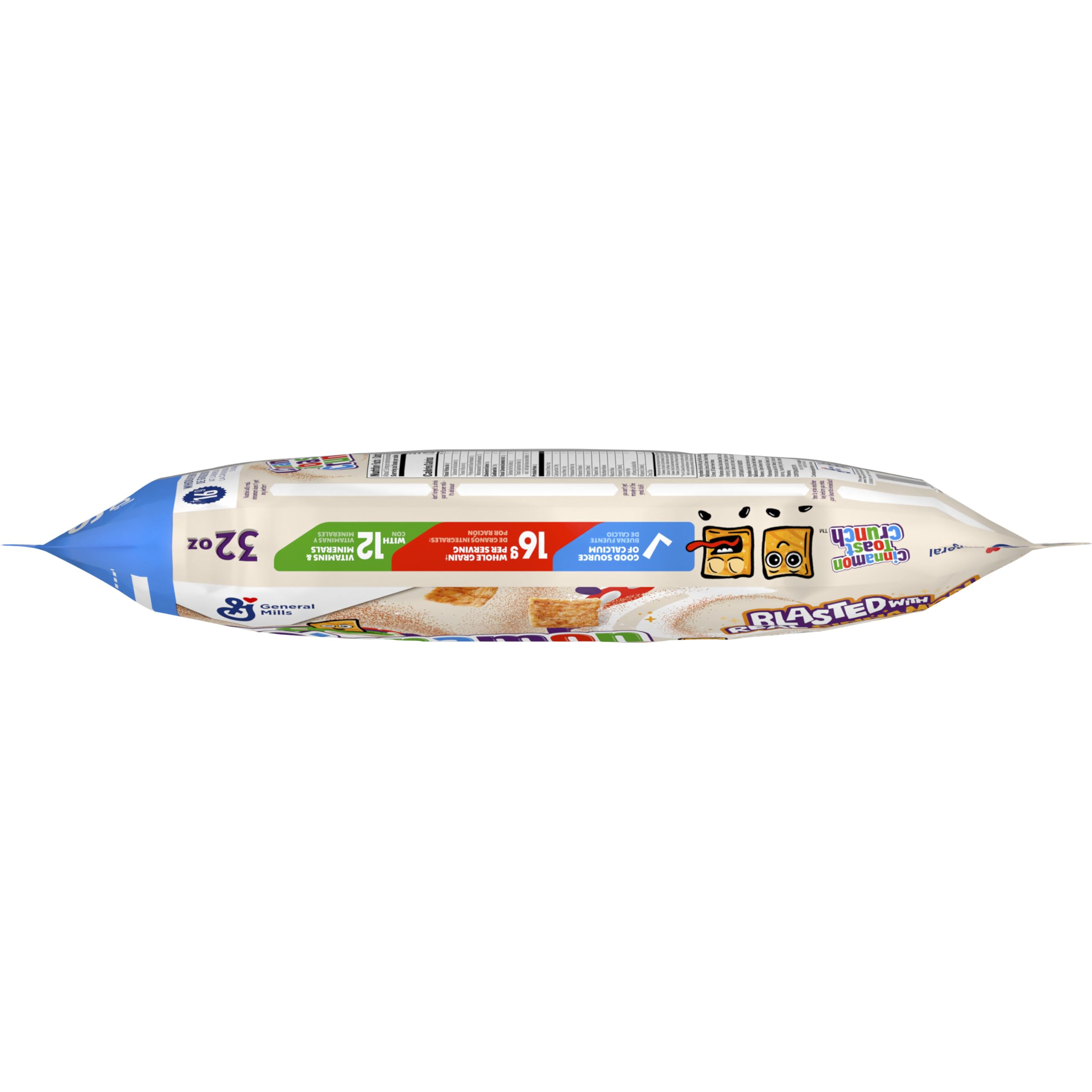 Cinnamon Toast Crunch box and bag on pantry shelf