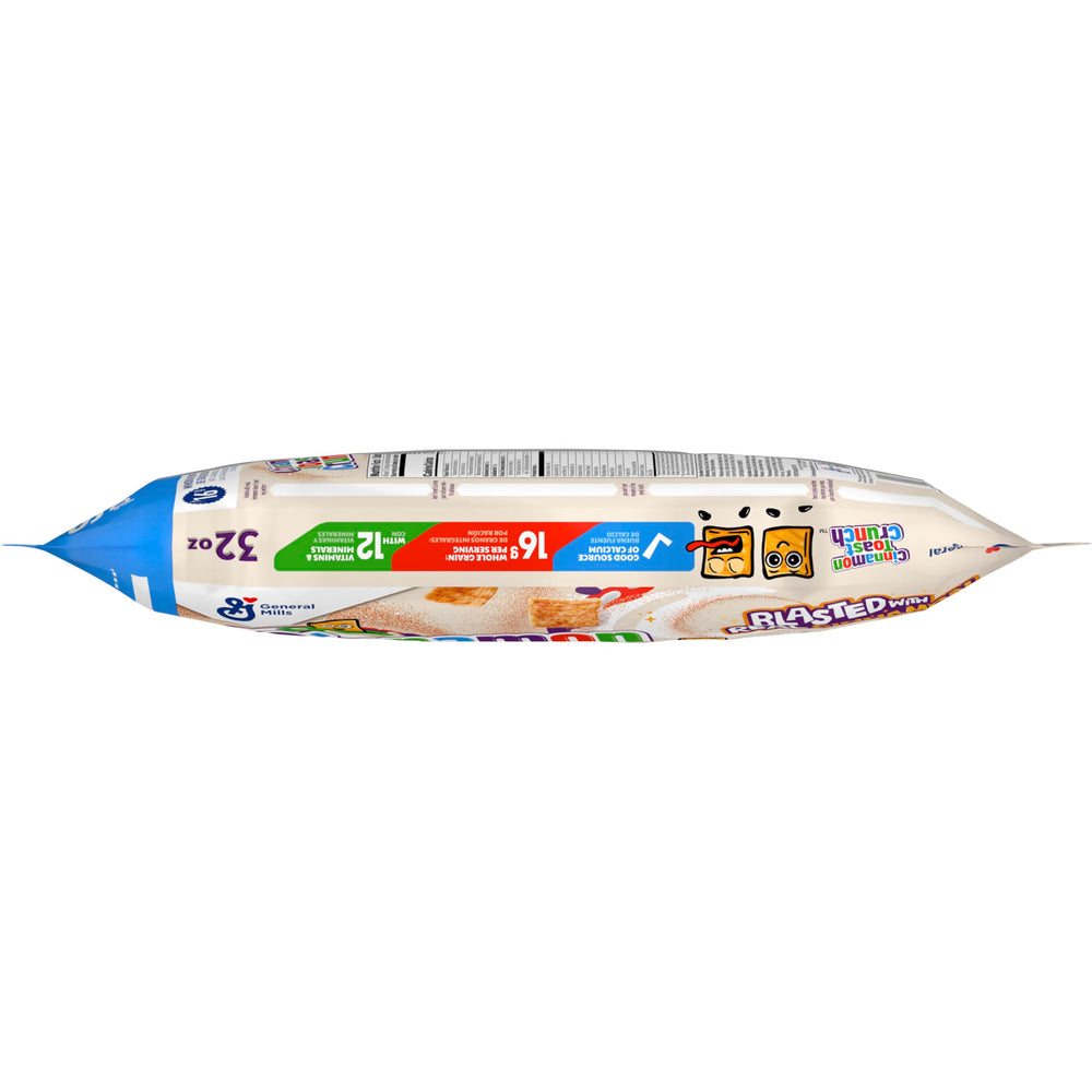 Cinnamon Toast Crunch box and bag on pantry shelf