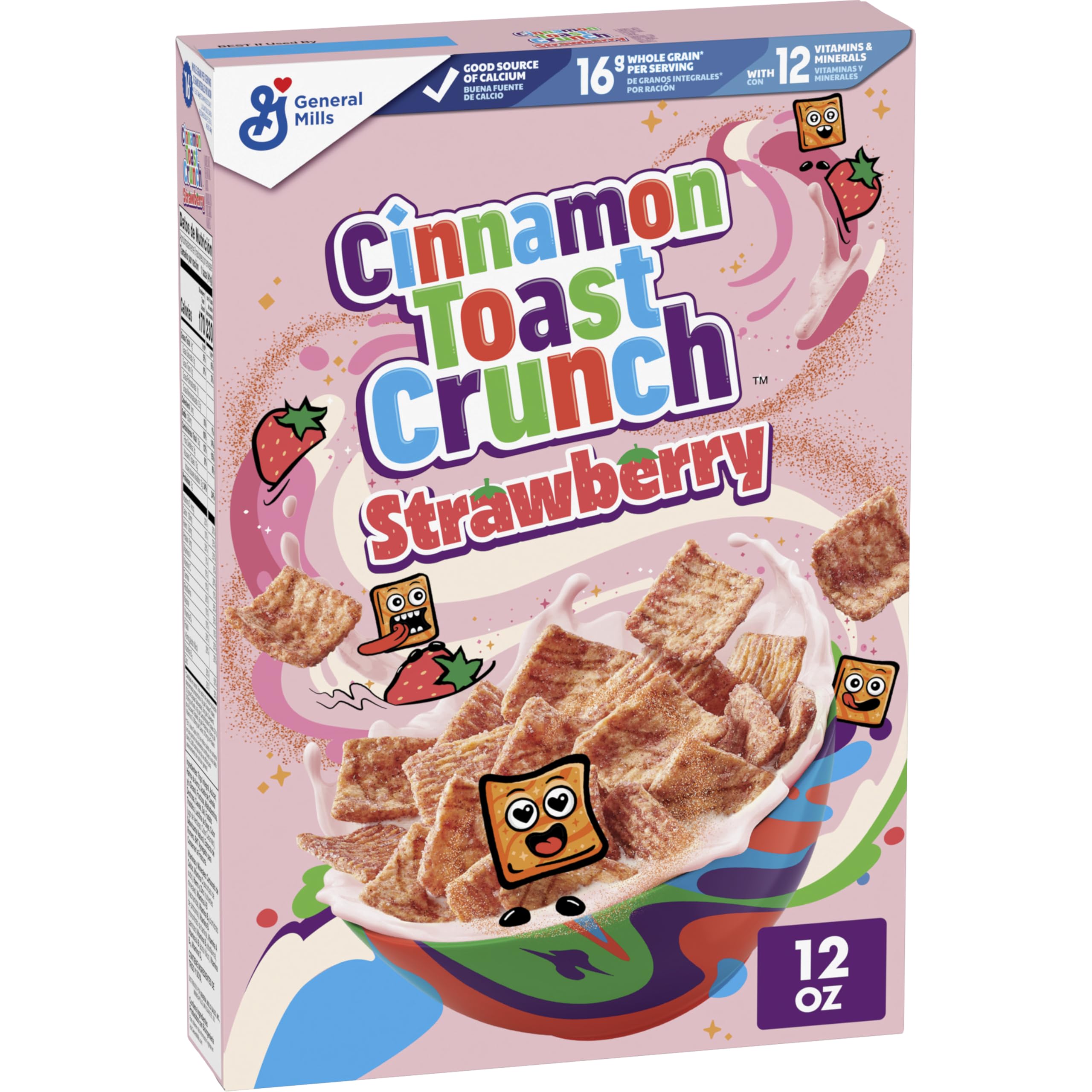 Cinnamon Toast Crunch Strawberry bowl with milk, ideal for a quick, flavorful breakfast.