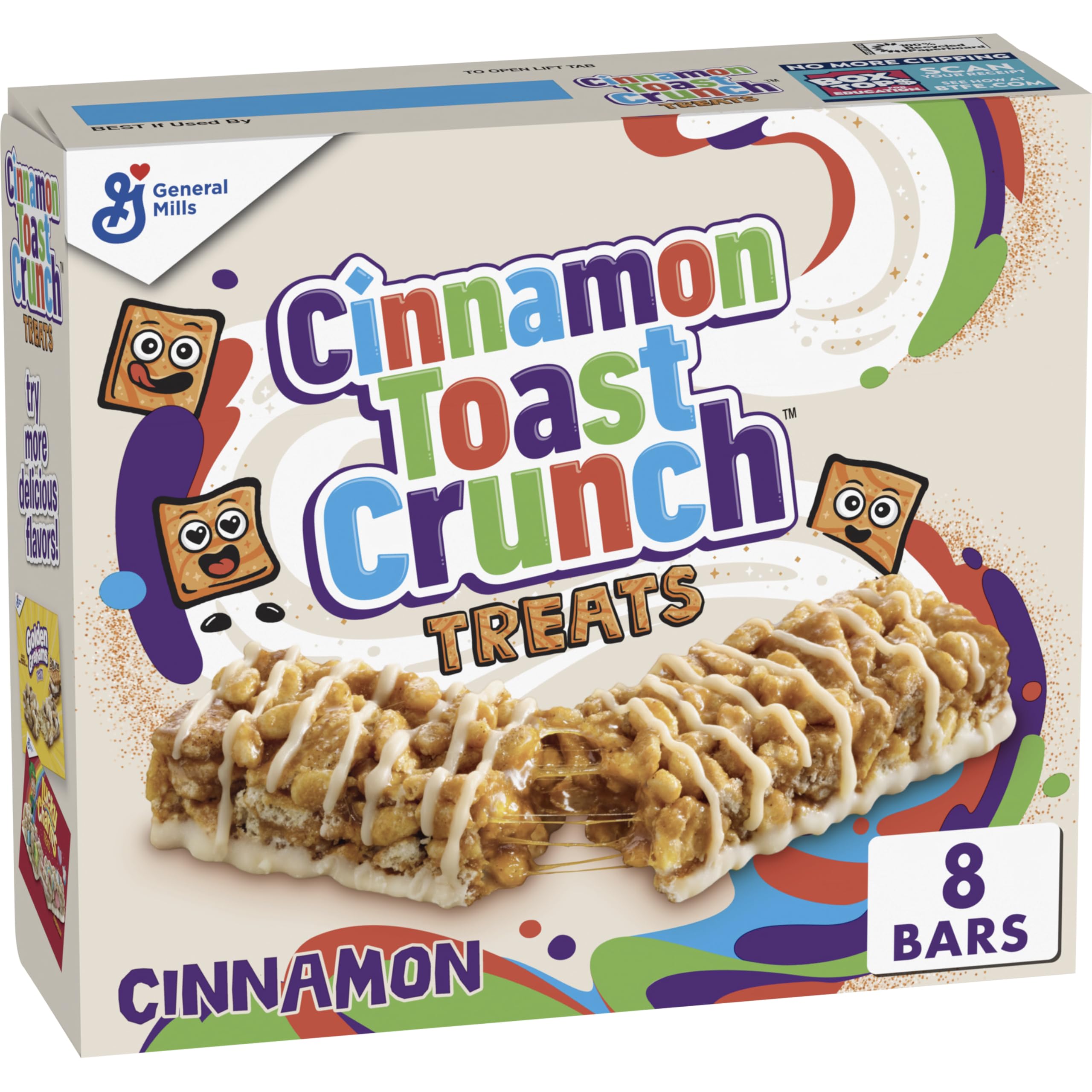 Cinnamon Toast Crunch Treat Bars packaging shown as a portable snack option