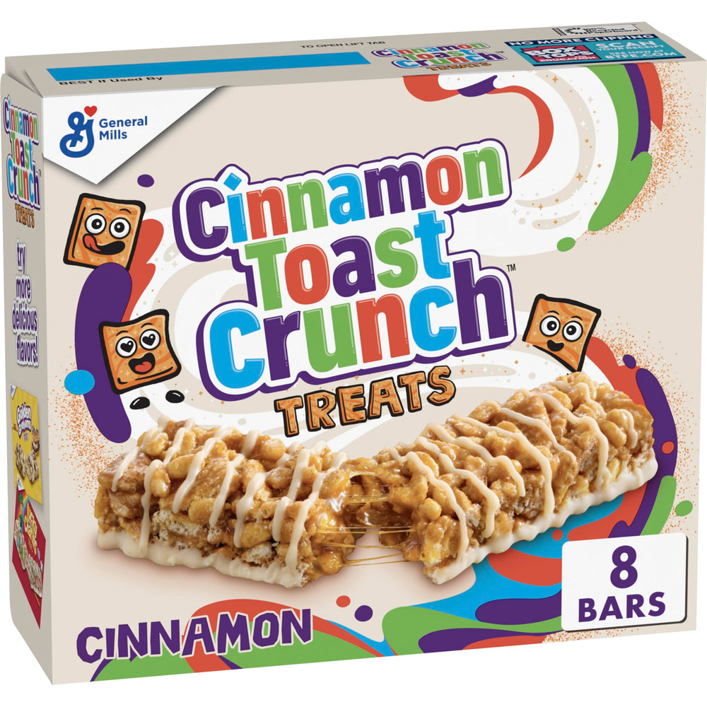 Cinnamon Toast Crunch Treat Bars packaging shown as a portable snack option