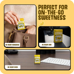Citrus Delights Meyer Lemon candy packaging label highlights vegan and gluten-free status