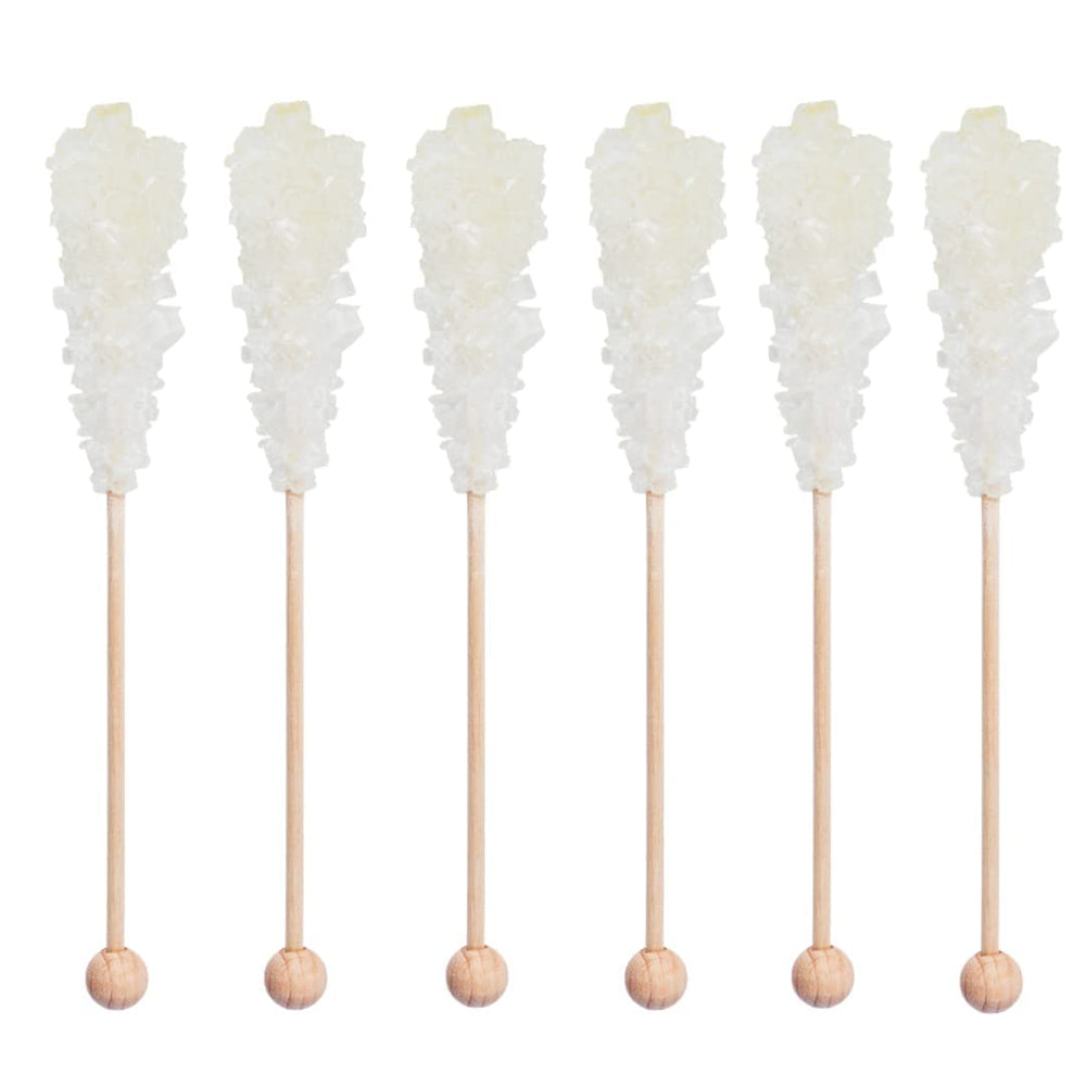 Civilized Coffee rock candy swizzle stick with crystal texture for elegant coffee sweetness.