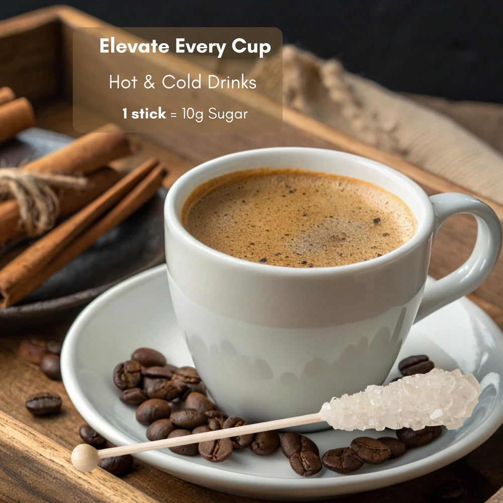 Civilized Coffee tea swizzle sticks add balanced sweetness and aroma.