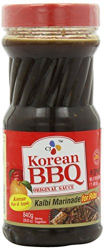 CJ Korean BBQ Sauce Kalbi bottle for ribs, glaze during grilling.