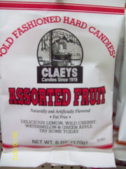Claeys Assorted Fruit Hard Candy 6oz bag showing colorful flavors ideal for snacking